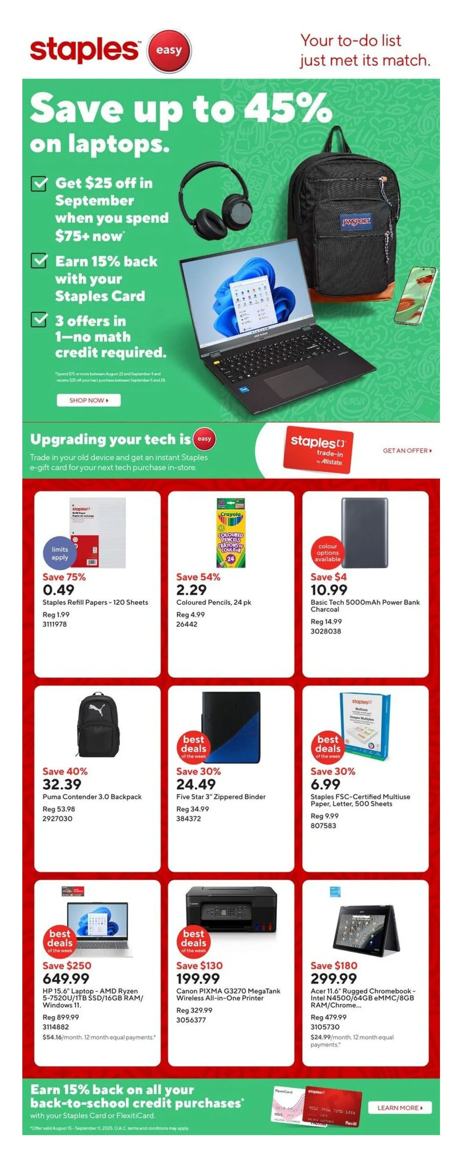 Staples Sales from August 14 to September 11 2025 - flyer page 1