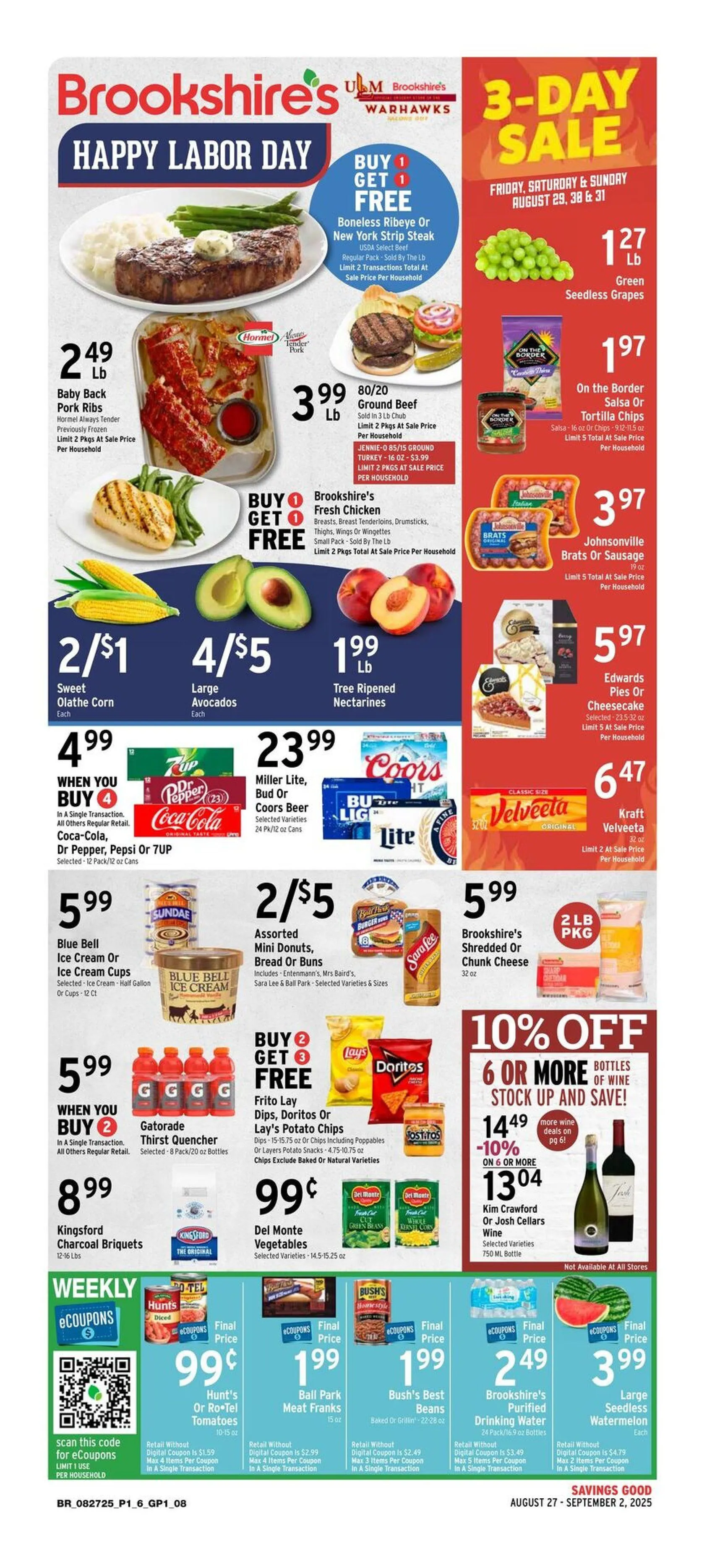 Weekly ad  Brookshires Sales from August 27 to September 2 2025 - Page 1