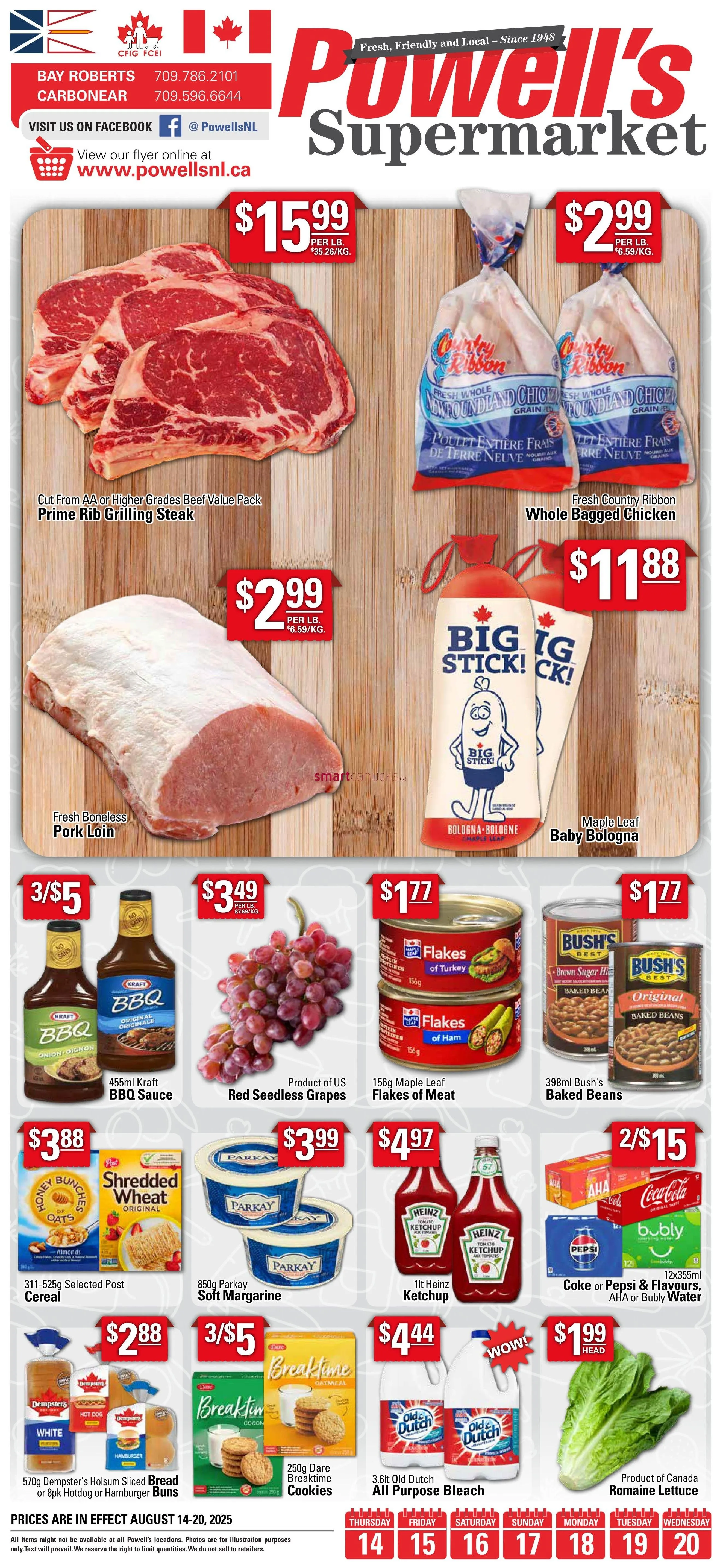 Powell's Supermarket Sales from August 14 to August 20 2025 - flyer page 1