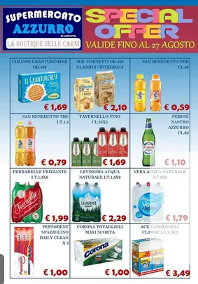  Volantini Supermercato Azzurro da 18 agosto a 27 agosto di 2025 - Pagina del volantino 1