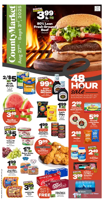 Weekly ad County Market Sales from August 27 to September 3 2025 - Page 1