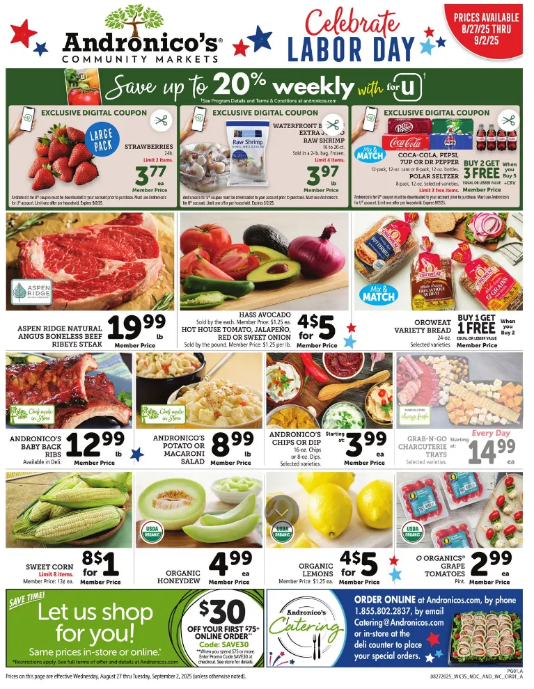 Weekly ad Andronico's Sales from August 27 to September 2 2025 - Page 1