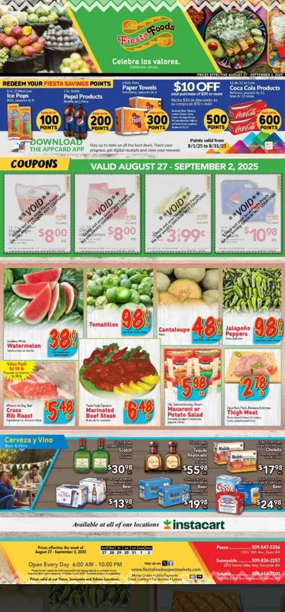 Weekly ad Fiesta Foods SuperMarkets Sales from August 27 to September 2 2025 - Page 1