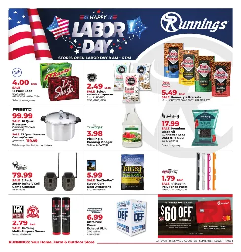 Weekly ad Runnings Sales from August 27 to September 7 2025 - Page 1