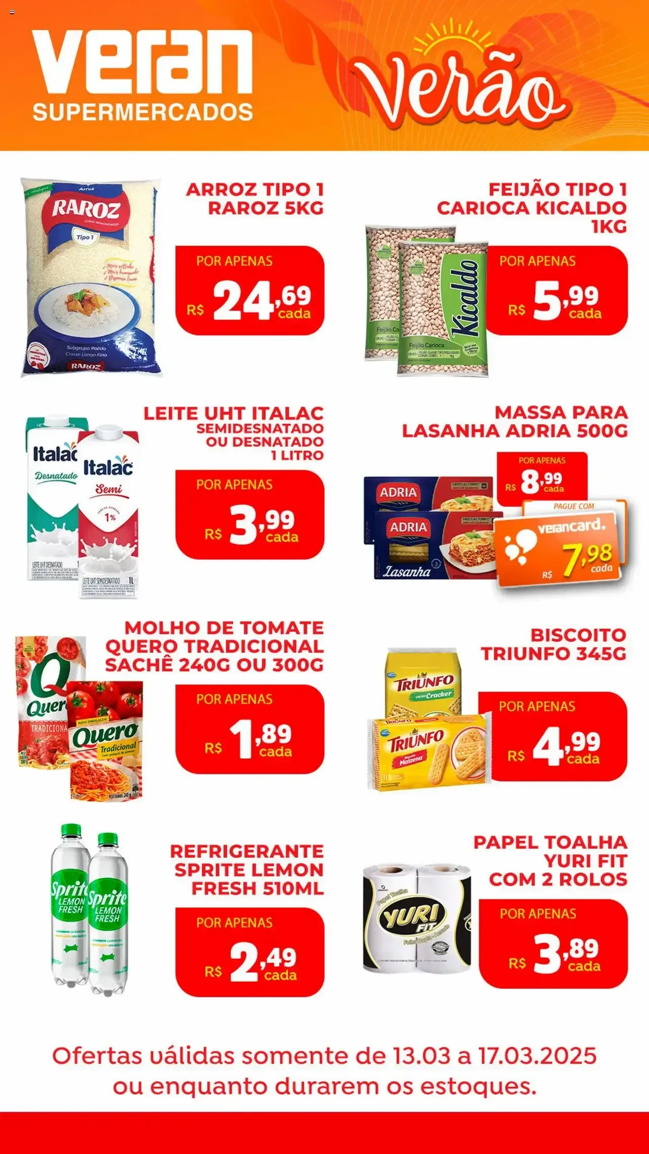 Encarte de  Veran supermercados Folheto 13 de março até 17 de março 2025 - Pagina 1