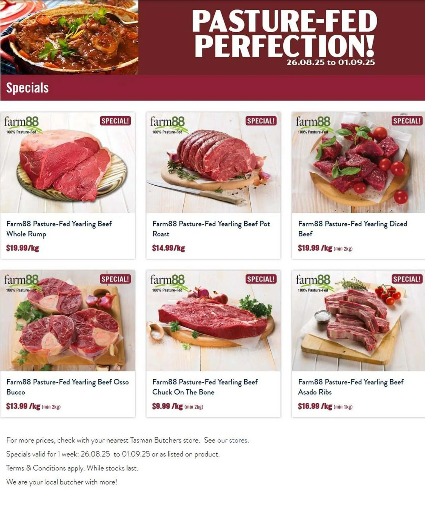 Tasman Butchers catalogue - Catalogue valid from 26 August to 1 September 2025 - page 1