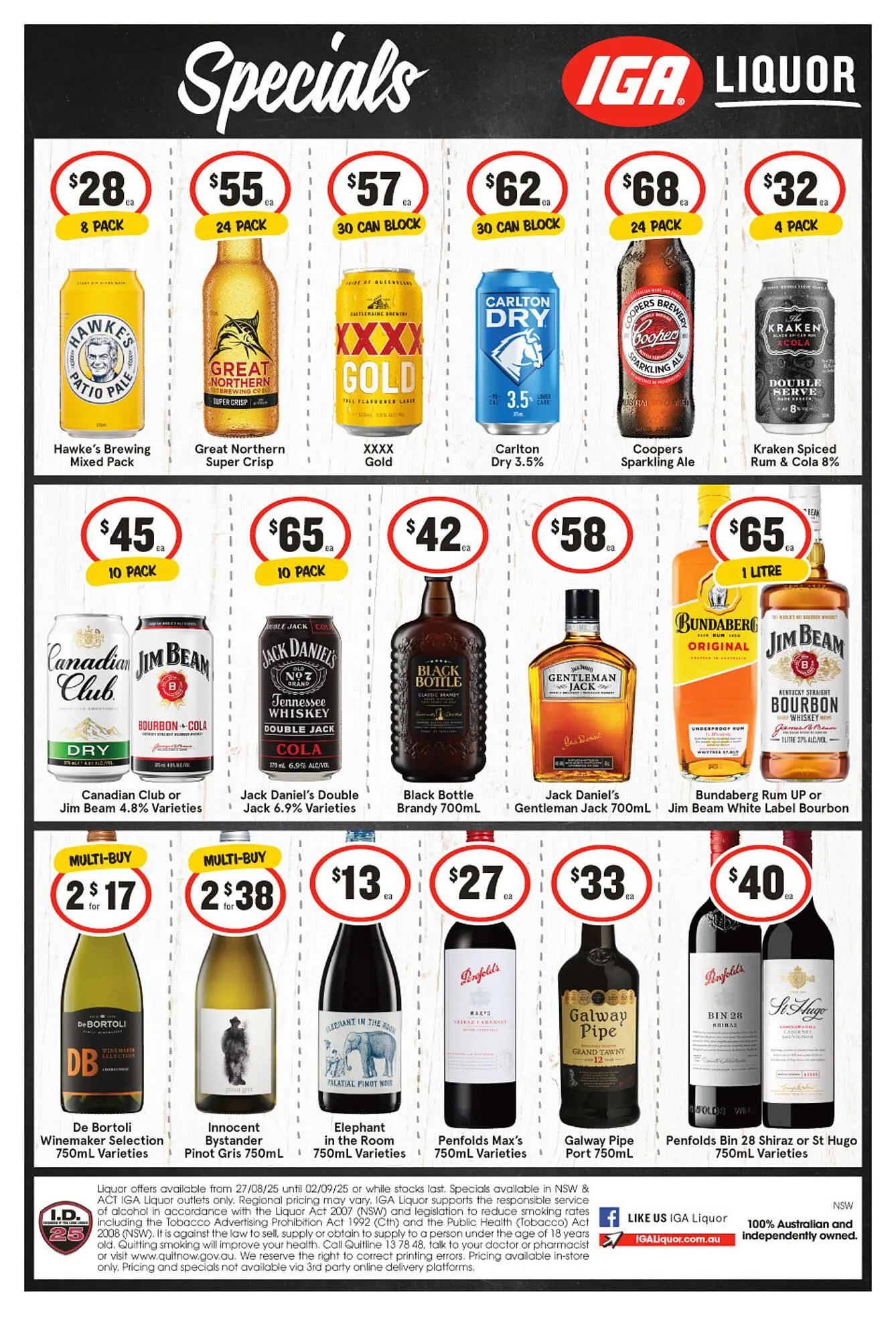 IGA Liquor catalogue - Catalogue valid from 27 August to 2 September 2025 - page 1