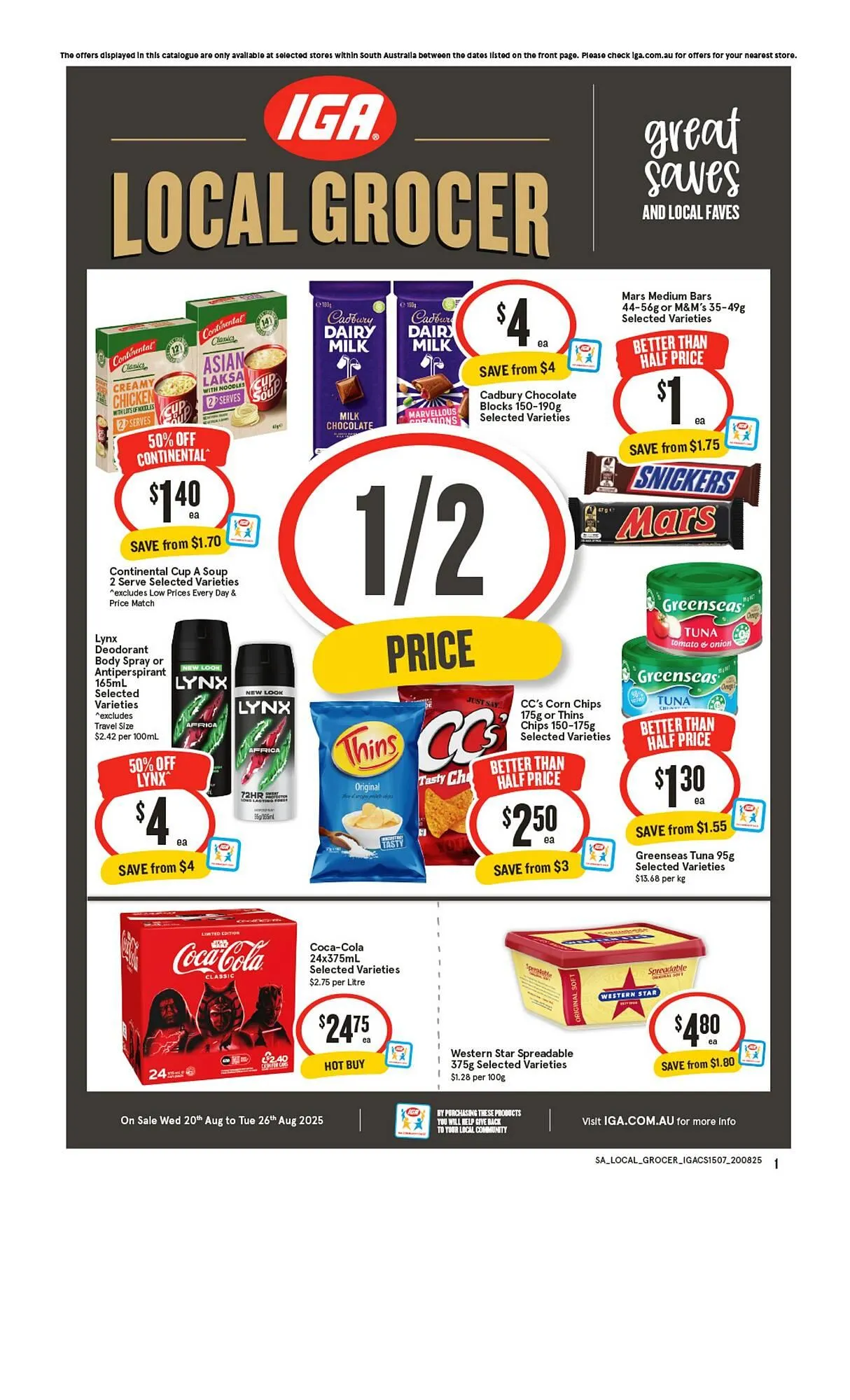 IGA catalogue - Catalogue valid from 20 August to 26 August 2025 - page 1