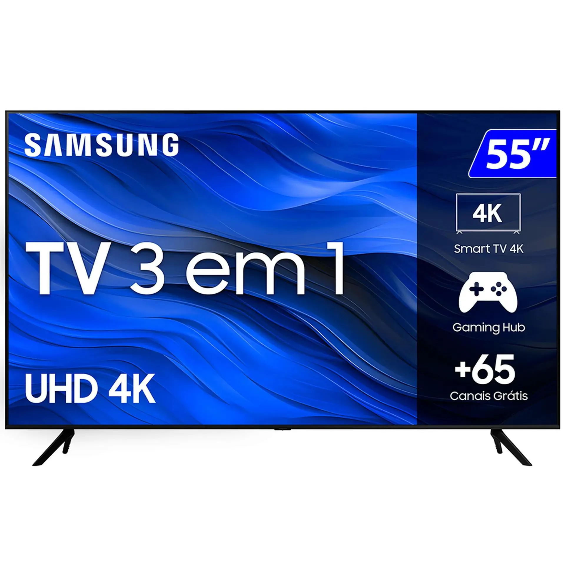 Smart TV Samsung 55" 4k Wi-Fi Tizen Crystal Comando de Voz 55CU7700GXZD