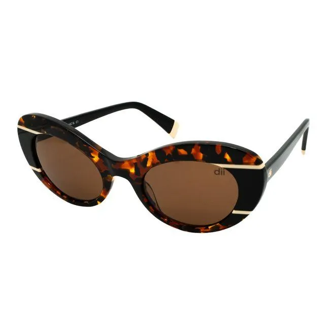 Óculos de sol Dii Collection, modelo 1 4074, cor Demi Marrom com Preto, tamanho 51