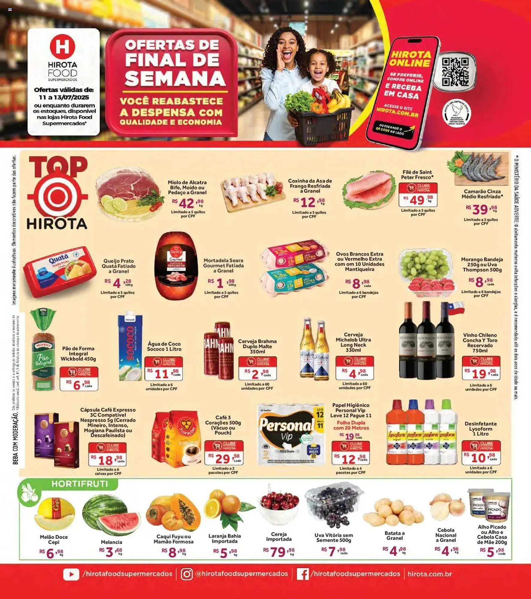 Encarte de Catálogo Hirota Food Supermercado 11 de julho até 13 de julho 2025 - Pagina 1