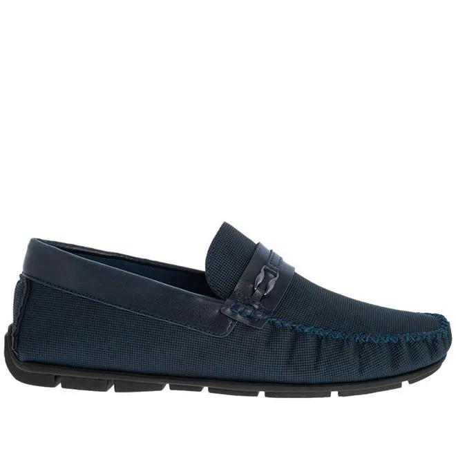 Mocassim Woche Detalhe Tira Fivela Texturizado Marinho