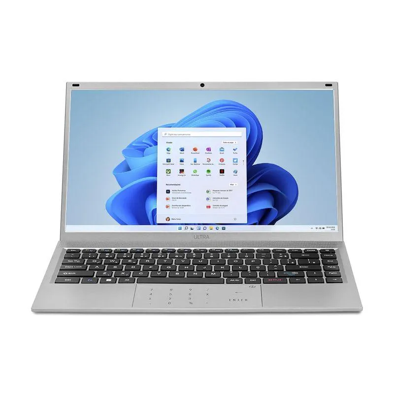 Notebook Ultra, com Windows 11 Home, Processador Intel Core i3, 8GB 240GB SSD, Tela 14,1 Pol. HD + Tecla Netflix Prata - UB445