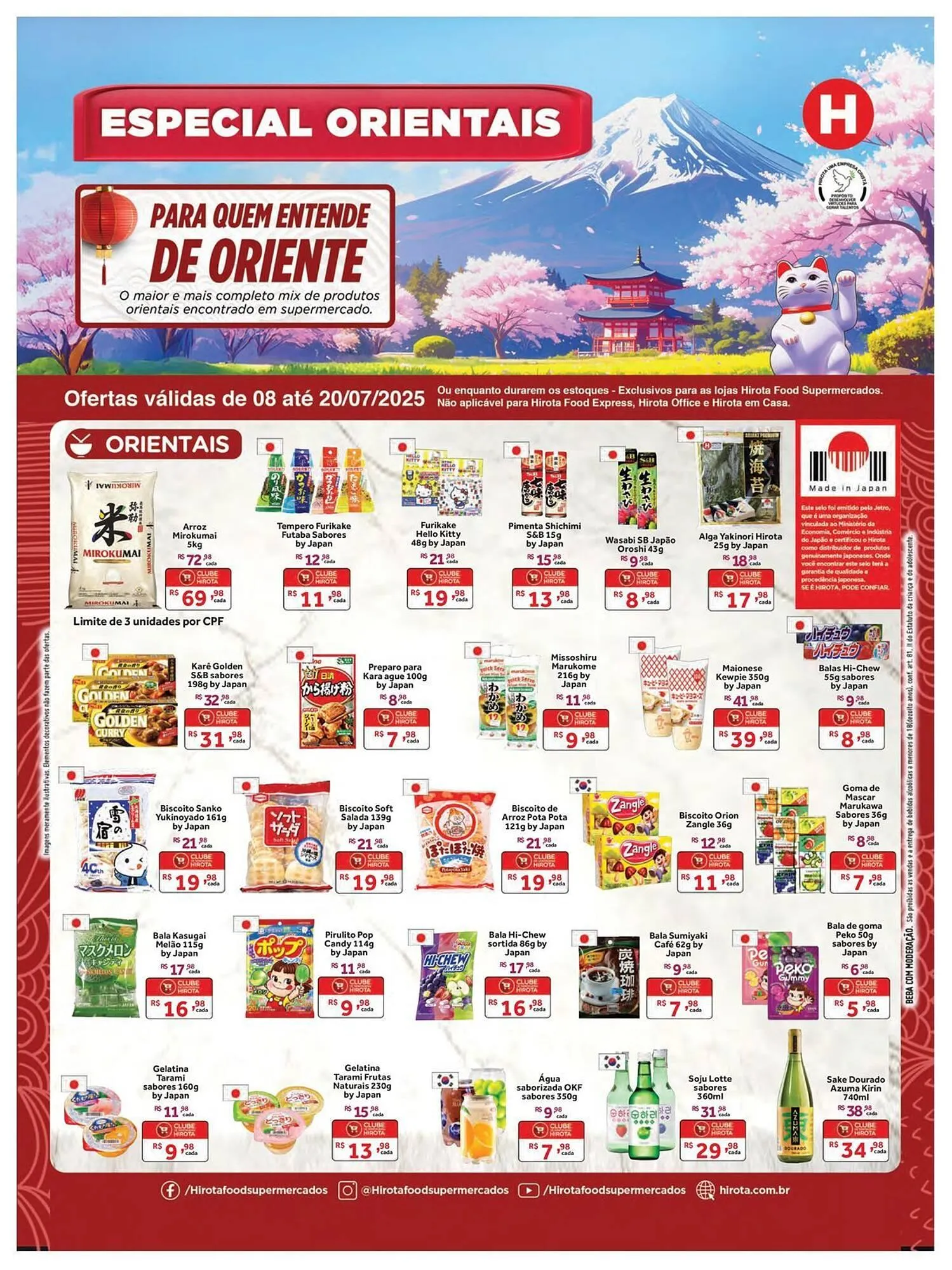 Encarte de Catálogo Hirota Food Supermercado 9 de julho até 20 de julho 2025 - Pagina 1