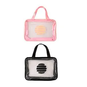 Necessaire Multiuso Com Alça Poliéster Plástico Transparente Sortida 31x10x21cm LM1552 - honeyhome