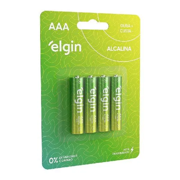Pilha Alcalina Palito AAA PT 4 UN Elgin