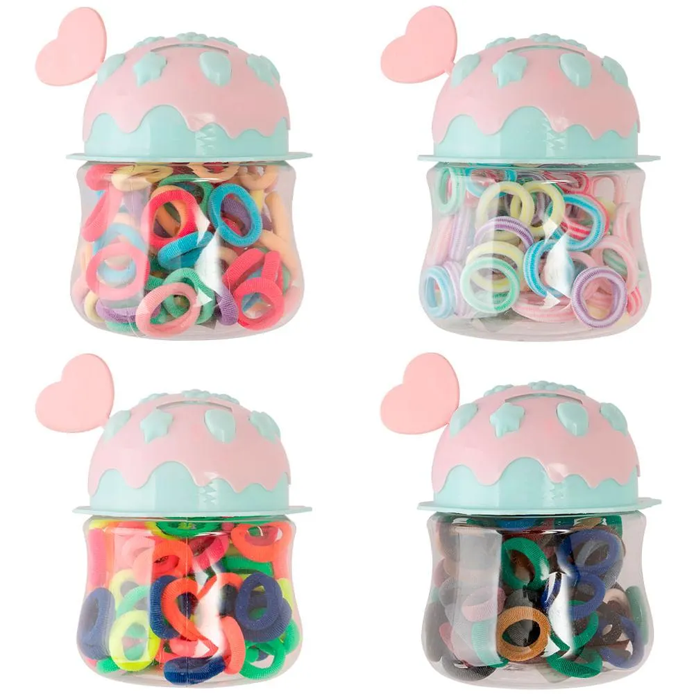 Kit Elásticos para Cabelo Pote com 180 Peças Poliéster Sortido 2cm LM2806 - honeyhome