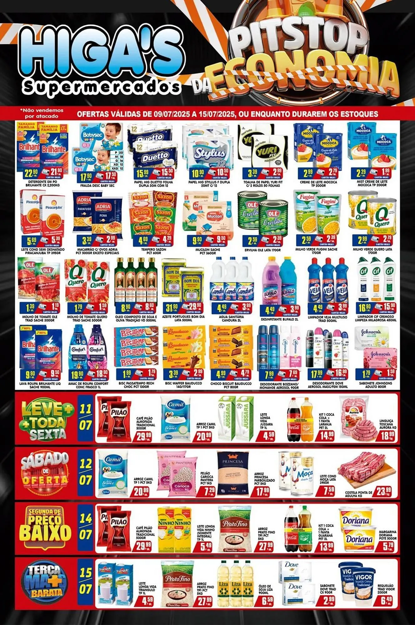 Encarte de Catálogo Higa's Supermercado 9 de julho até 15 de julho 2025 - Pagina 1