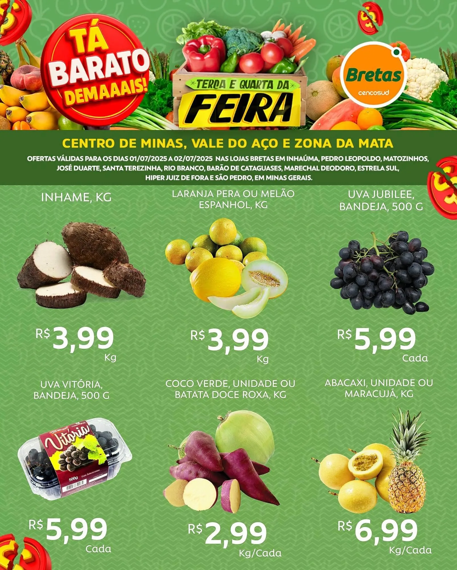 Encarte de Catálogo Supermercados Bretas 1 de julho até 2 de julho 2025 - Pagina 1