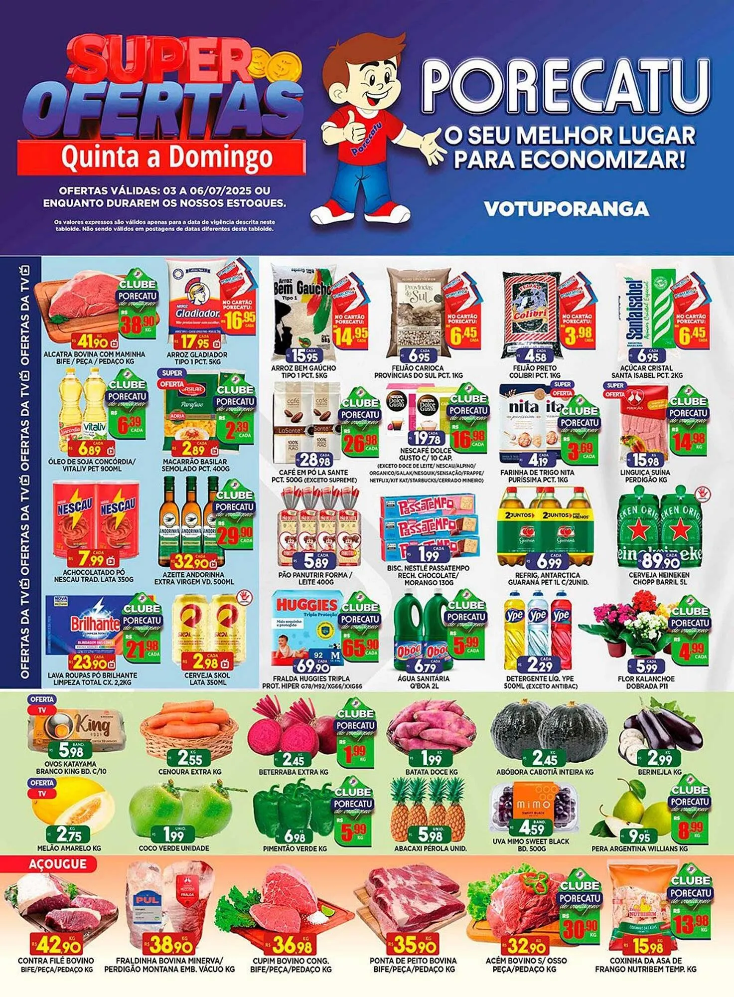 Encarte de Catálogo Supermercado Porecatu 3 de julho até 6 de julho 2025 - Pagina 1