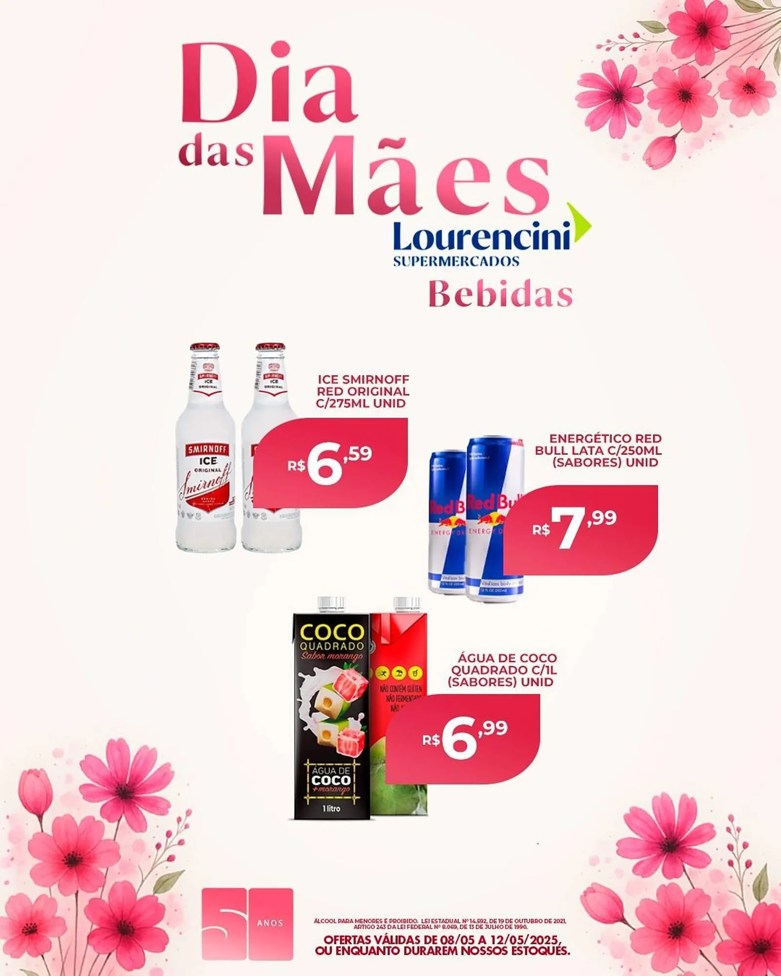 Encarte de Catálogo Lourencini Supermercados 8 de maio até 12 de maio 2025 - Pagina 1