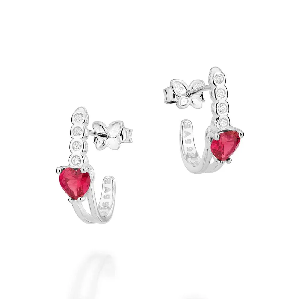BRINCO MEIA ARGOLA DE PRATA MACIÇA 925 COM ZIRCÔNIAS - TAM.ÚNICO 8202670039