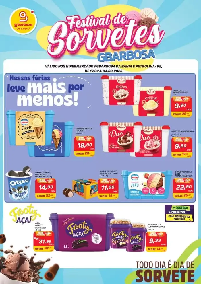Encarte de Festival de Sorvetes 19 de fevereiro até 4 de março 2025 - Pagina 1