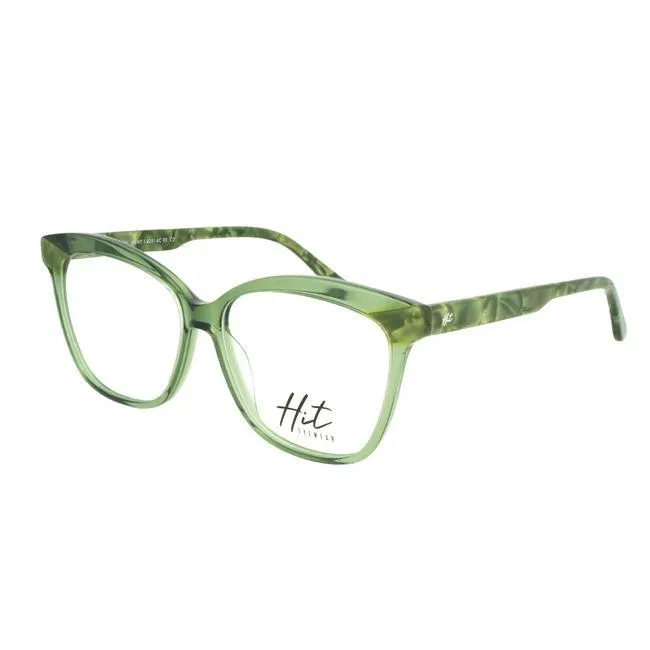Armação de Óculos de Grau Hit, modelo 1 4251, cor Verde Marmorizado, tamanho 55