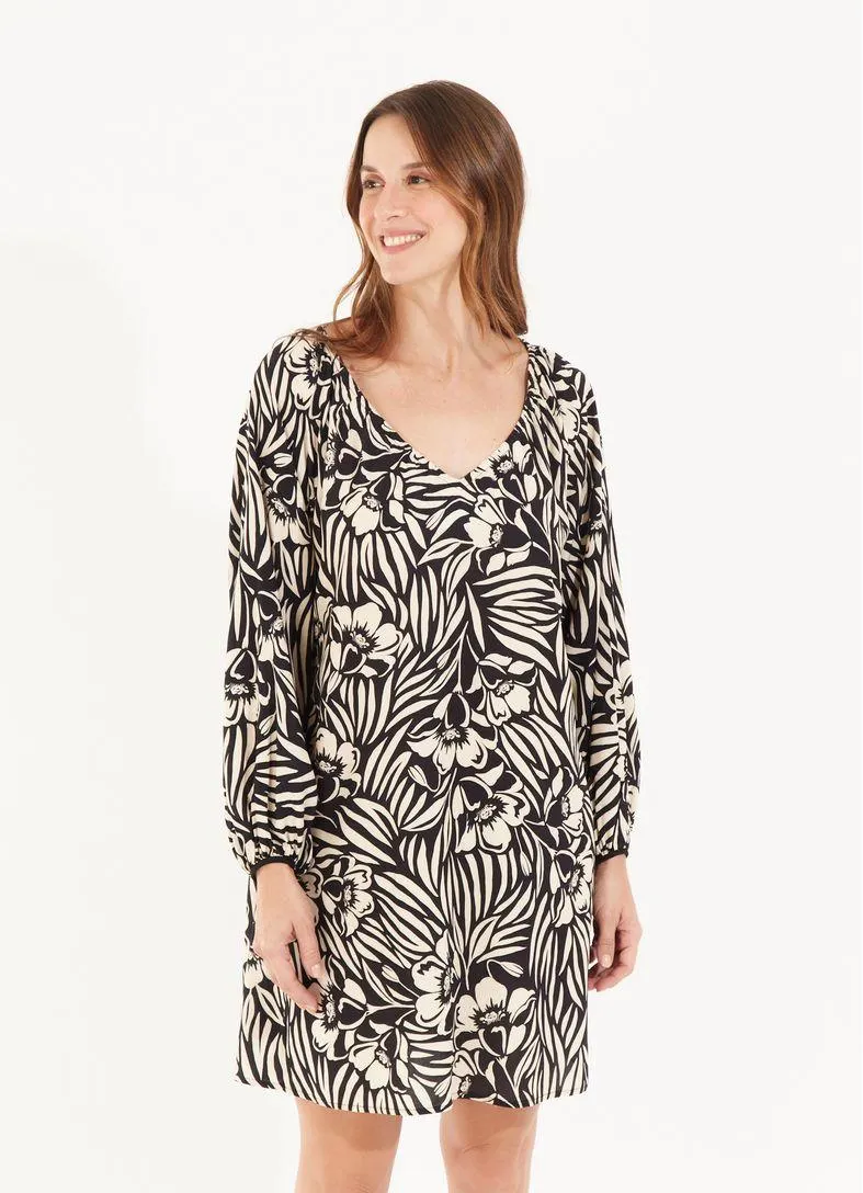 Vestido curto estampado poppies