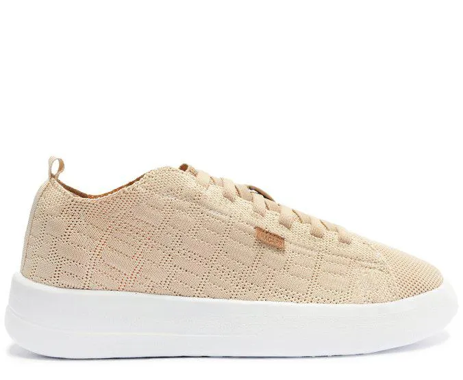 Tênis de Amarrar Nude Sola Alta Knit Texturizado