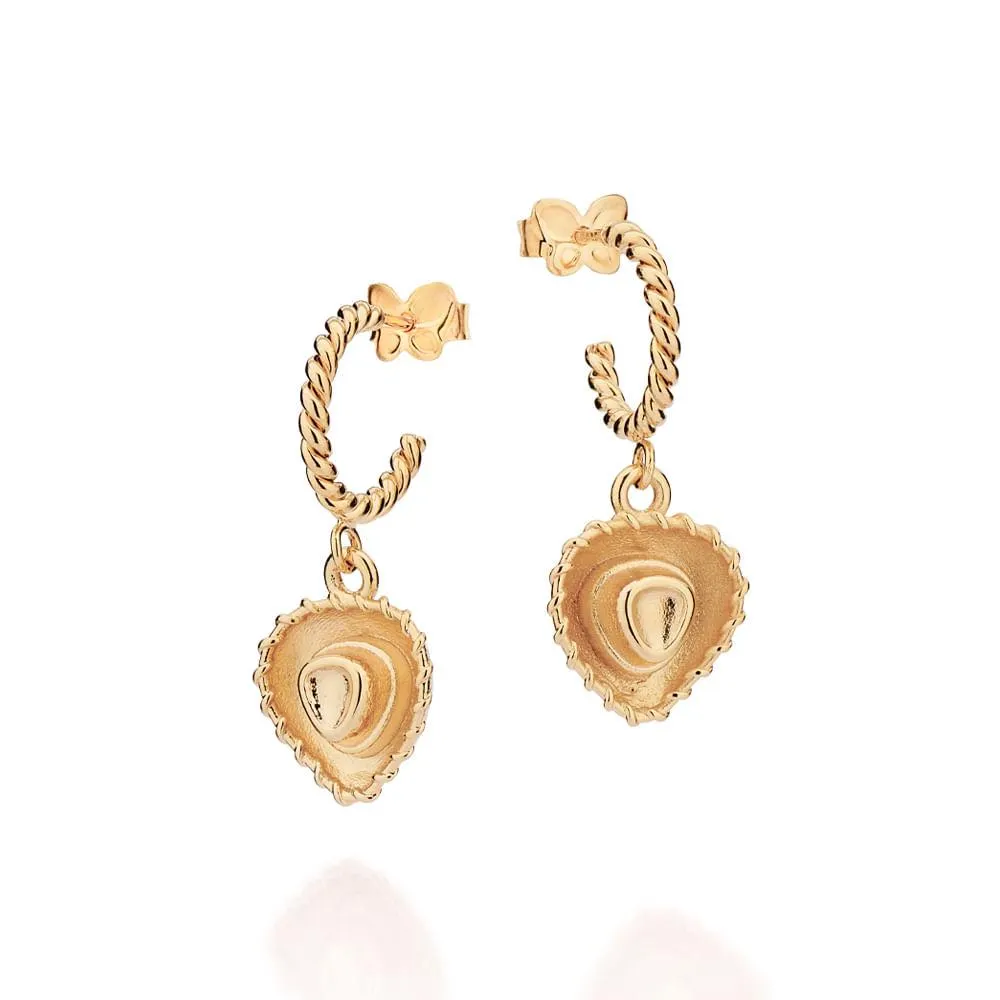 BRINCO MEIA ARGOLA TORCIDA COM CHAPÉU WOOD BANHADO A OURO 18K - TAM.ÚNICO 5274700000