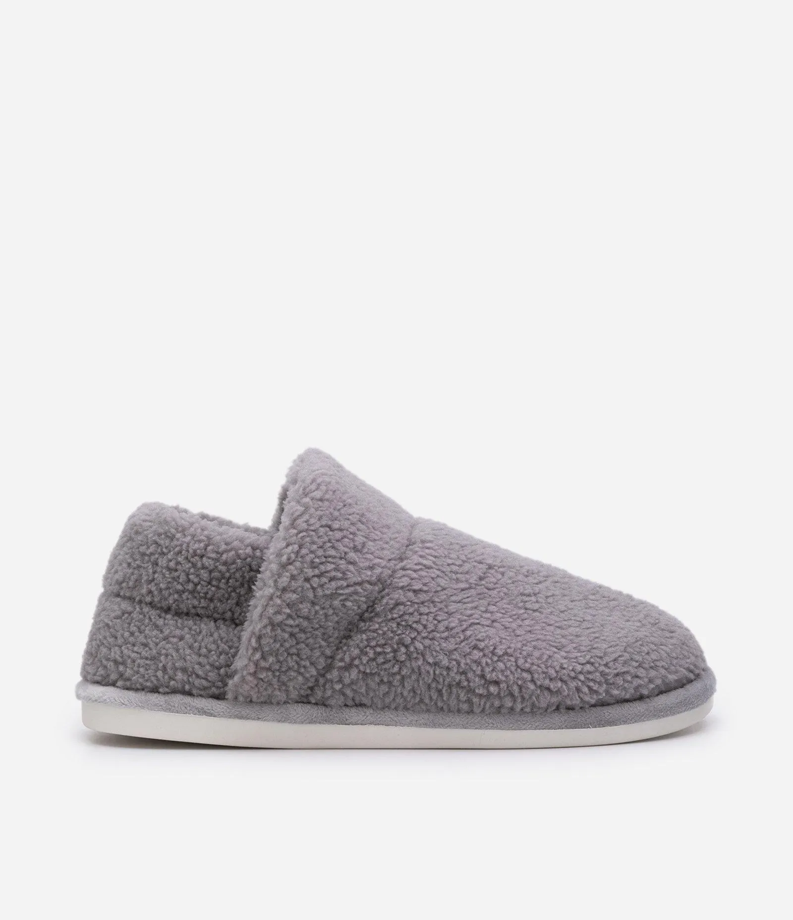 Pantufa Bota com Textura Peludinha Cinza