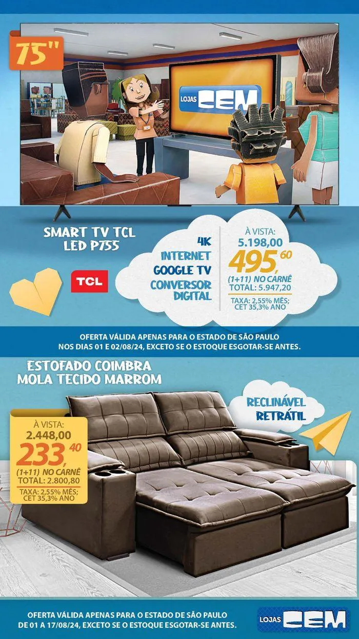 Encarte de Ofertas Lojas Cem 1 de agosto até 17 de agosto 2024 - Pagina 4
