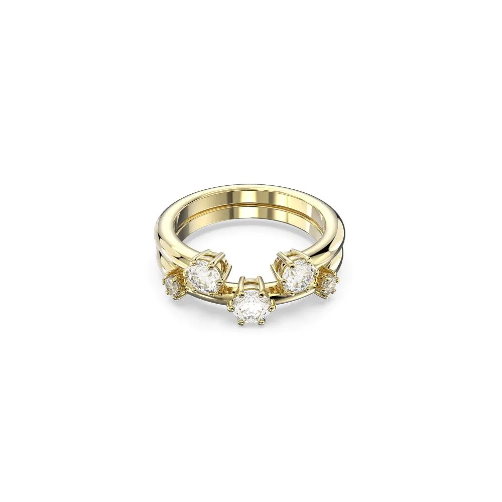 Anel Constella, Conjunto (2), Lapidação redonda, Branco, banhado a dourado