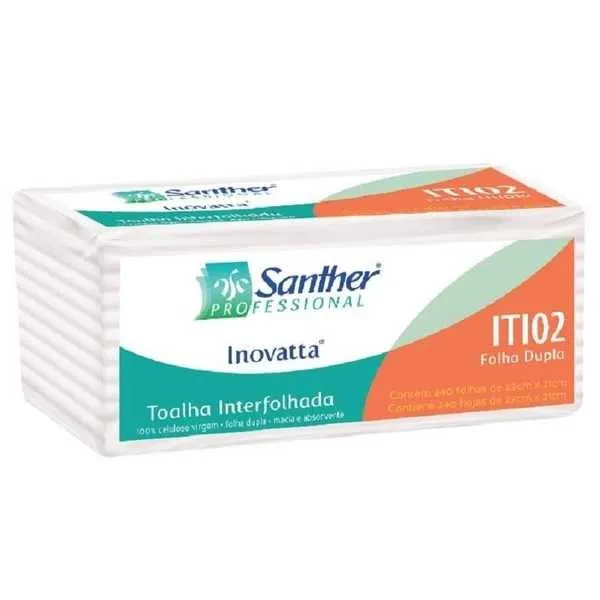 Papel Toalha Interfolha 2 Dobras Folha Dupla 22x21,6cm PT 240 FL Inovatta