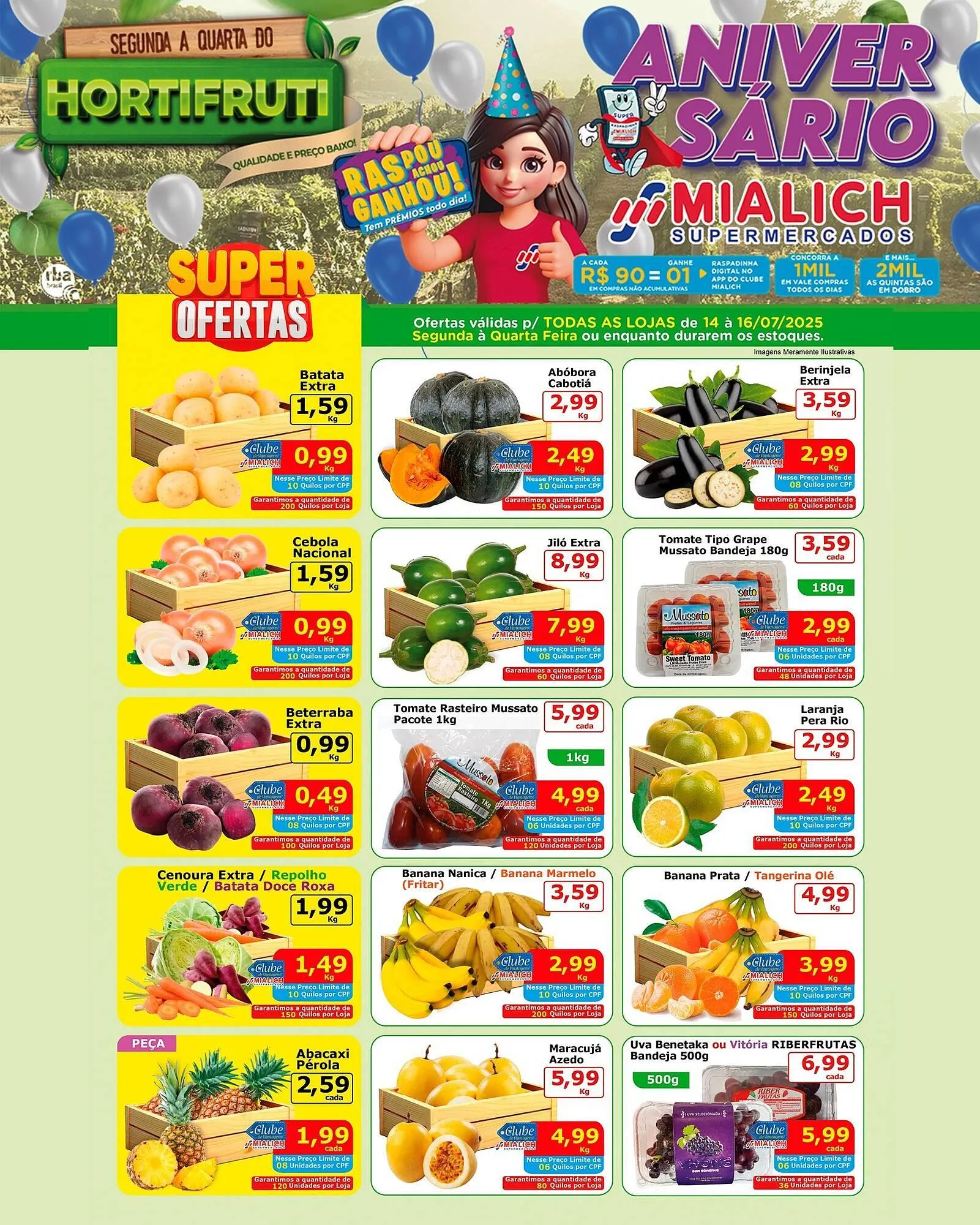 Encarte de Catálogo Mialich Supermercados 14 de julho até 16 de julho 2025 - Pagina 1
