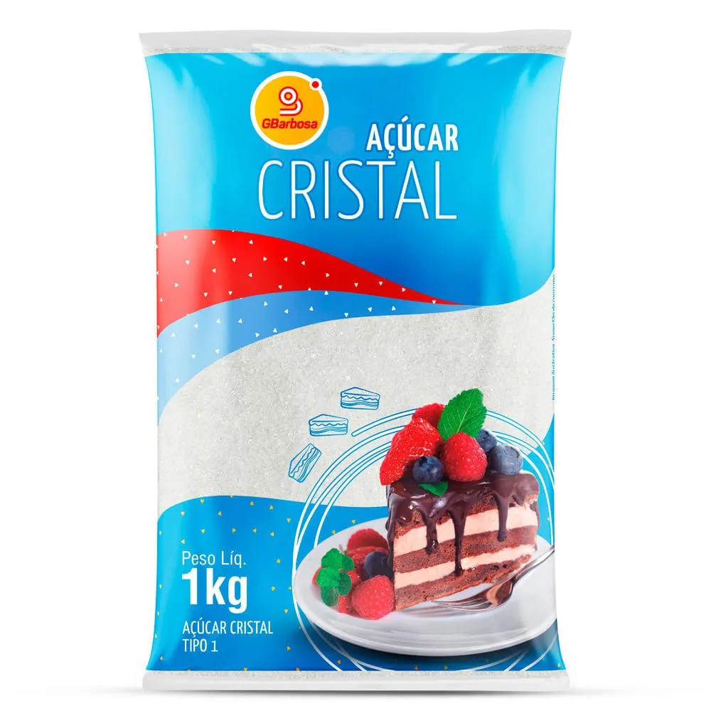 Açúcar Cristal GBarbosa Pacote 1Kg