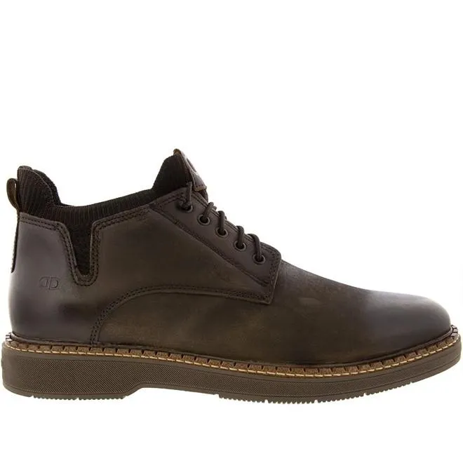 Bota Coturno Democrata Garage Lock Couro Knit Marrom