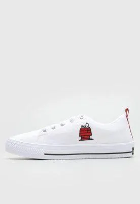 Tênis Snoopy Bordado em Lona Branco