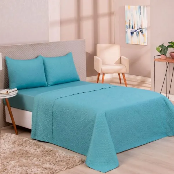 Cobre Leito Colcha Queen Avulso Colors Azul Envelhecido Vestcasa