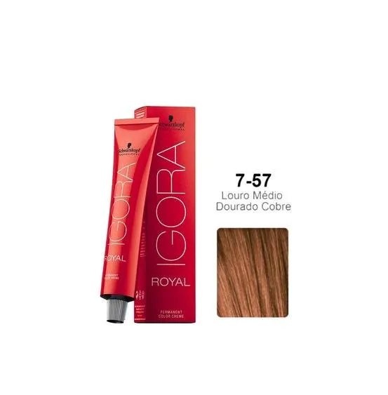 Tintura Schwarzkopf Igora Royal 7.57 Louro Médio Dourado Cobre