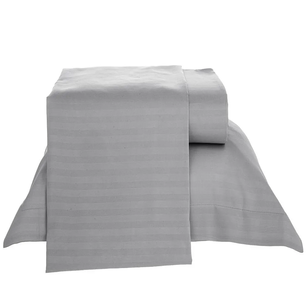 Jogo de Cama Casal Stripe 4 Peças Prata 100% Poliéster 20238 - Beca Home