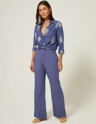 Calça Pantalona Bolso Embutido