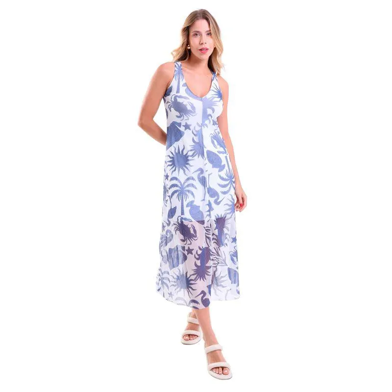 Vestido Regata Midi Tule Decote U Bumba Meu Boi