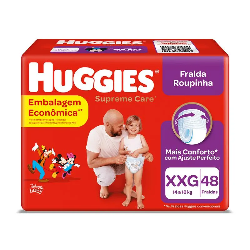 Fralda Huggies Supreme Care Hiper Roupinha Tamanho Xxg Com 48 Unidades