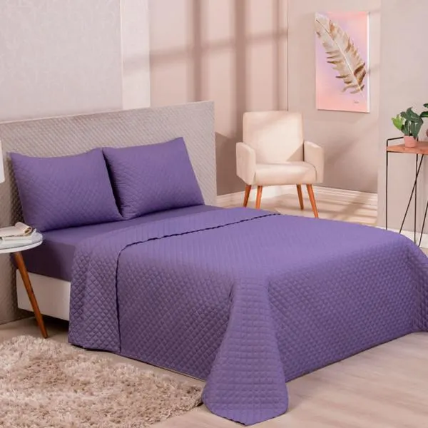 Cobre Leito Colcha Casal Avulso Colors Roxo Marroquino Vestcasa