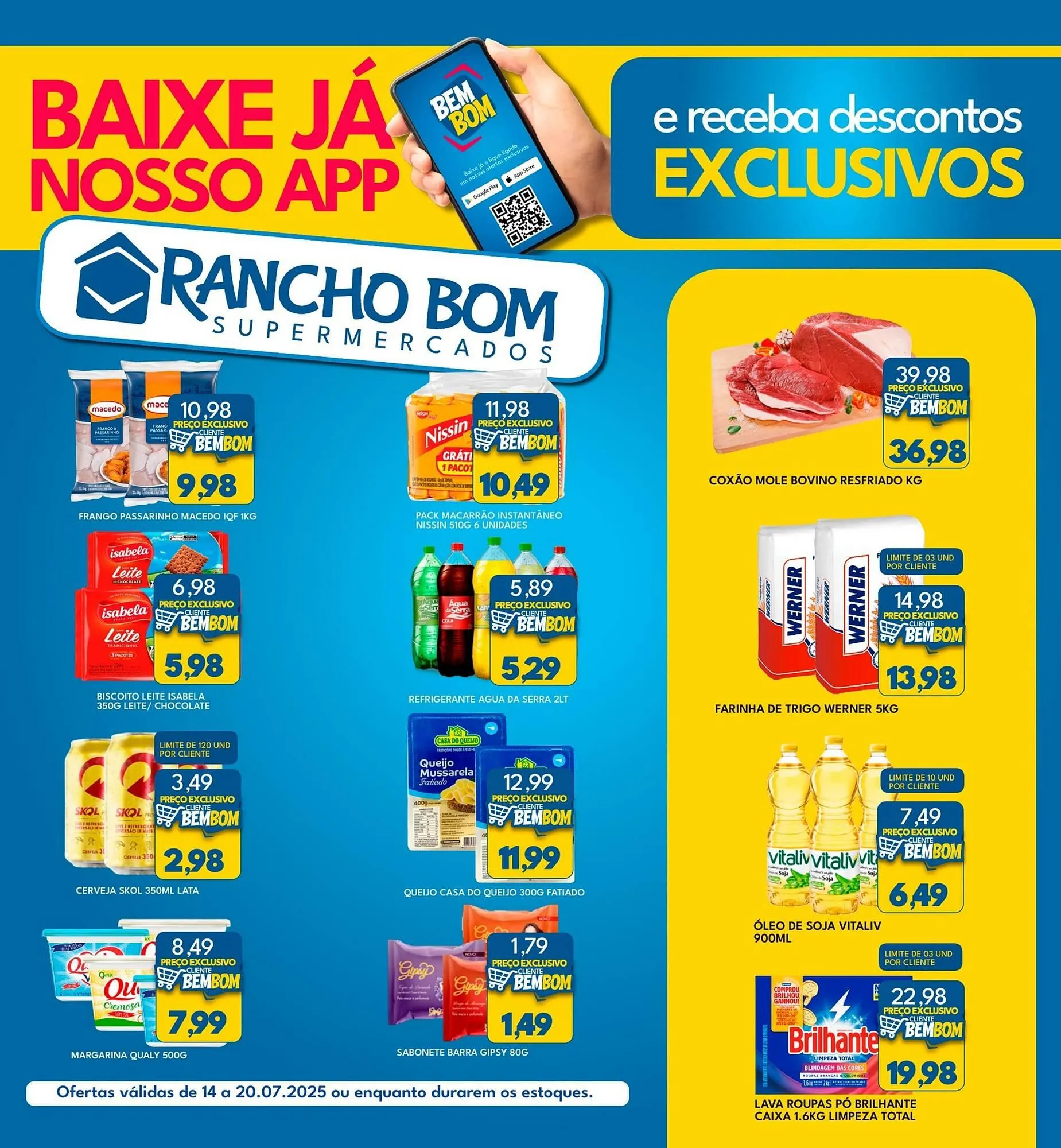 Encarte de Catálogo Rancho Bom Supermercados 14 de julho até 20 de julho 2025 - Pagina 1