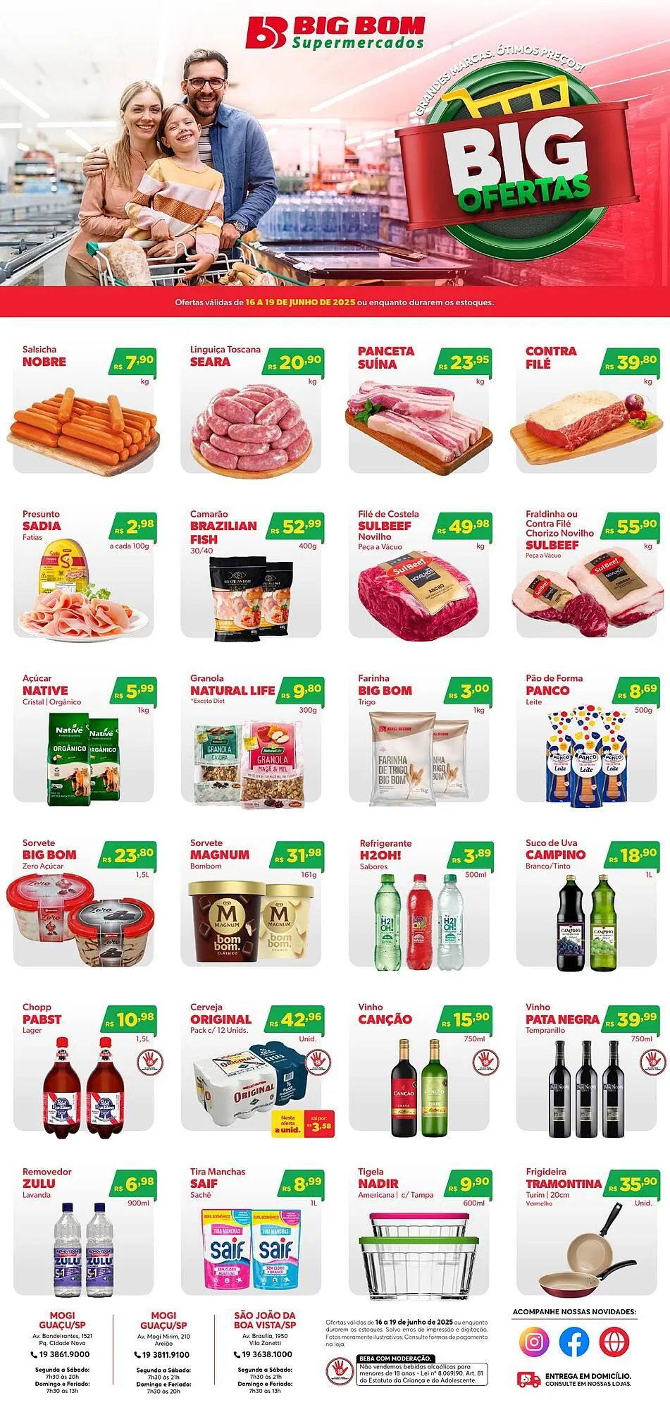 Encarte de Catálogo Big Bom Supermercados 16 de junho até 19 de junho 2025 - Pagina 1