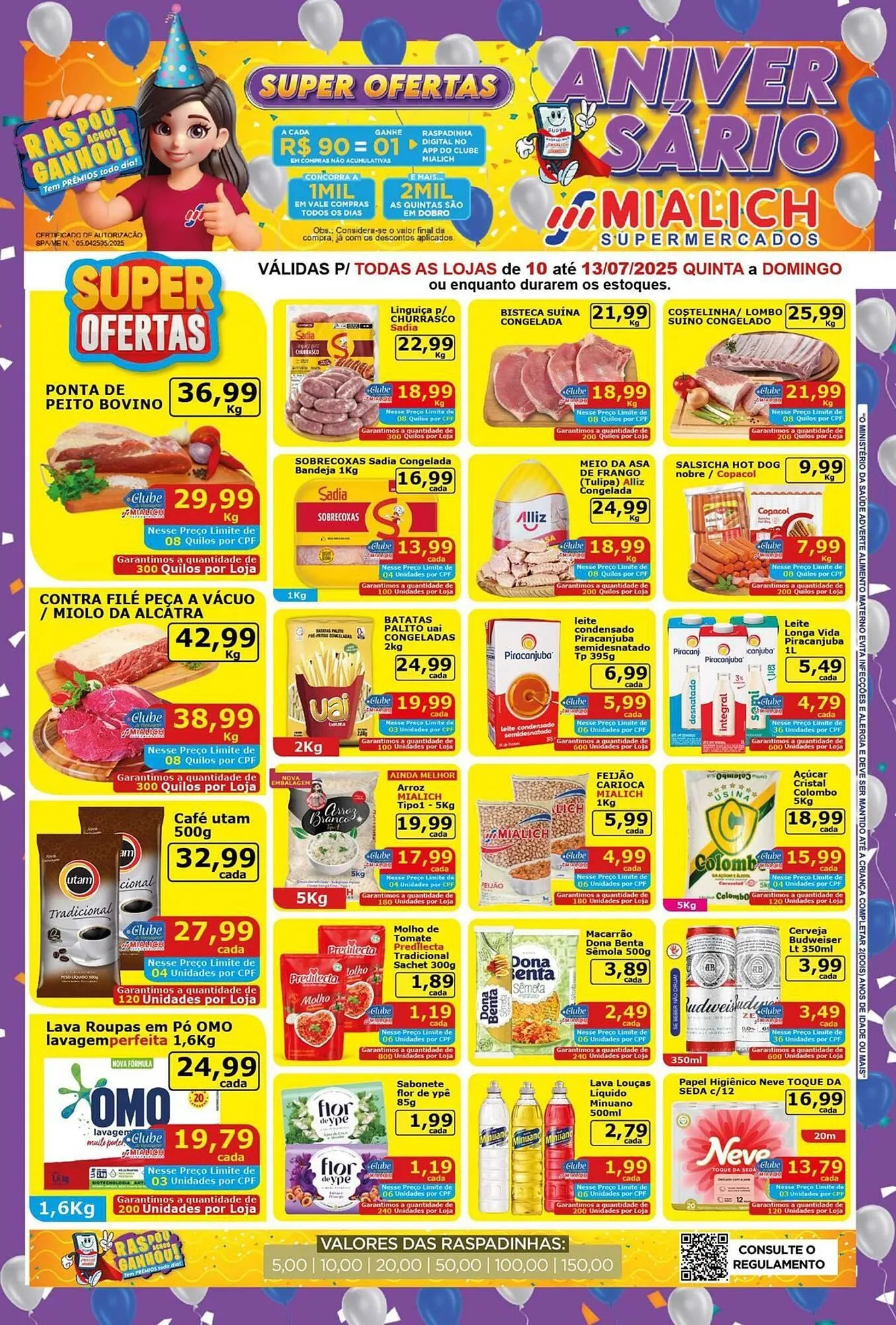 Encarte de Catálogo Mialich Supermercados 10 de julho até 13 de julho 2025 - Pagina 1