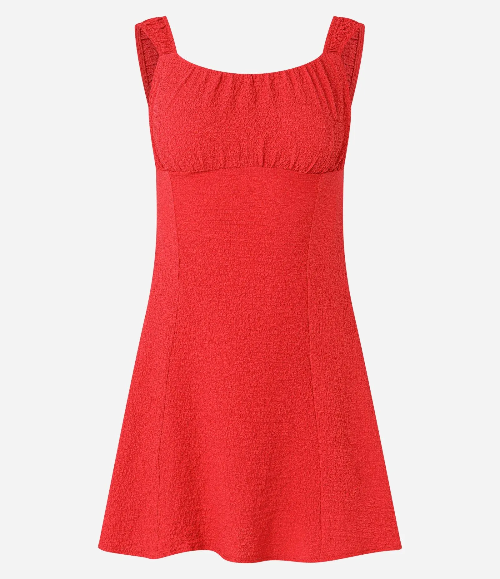 Vestido Curto em Crepe Enrugadinho e Zíper Lateral Vermelho